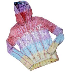 Love Embellished Girl's Tie-Dye Thermal Hoodie